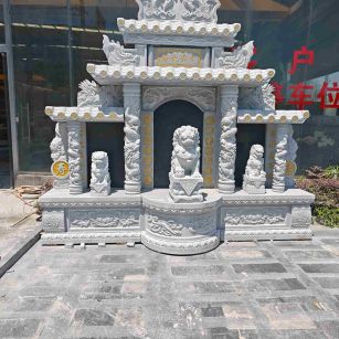 嘉兴芝麻白中国黑石材套墓 花岗岩墓碑