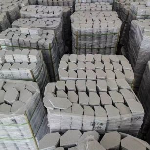 嘉兴芝麻白石材冰裂纹，碎拼。